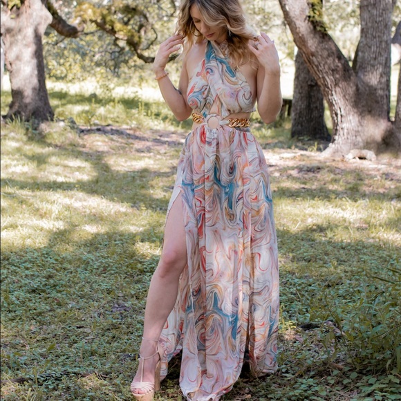 Luxxel Maxi Cutout Dress - Picture 1 of 9